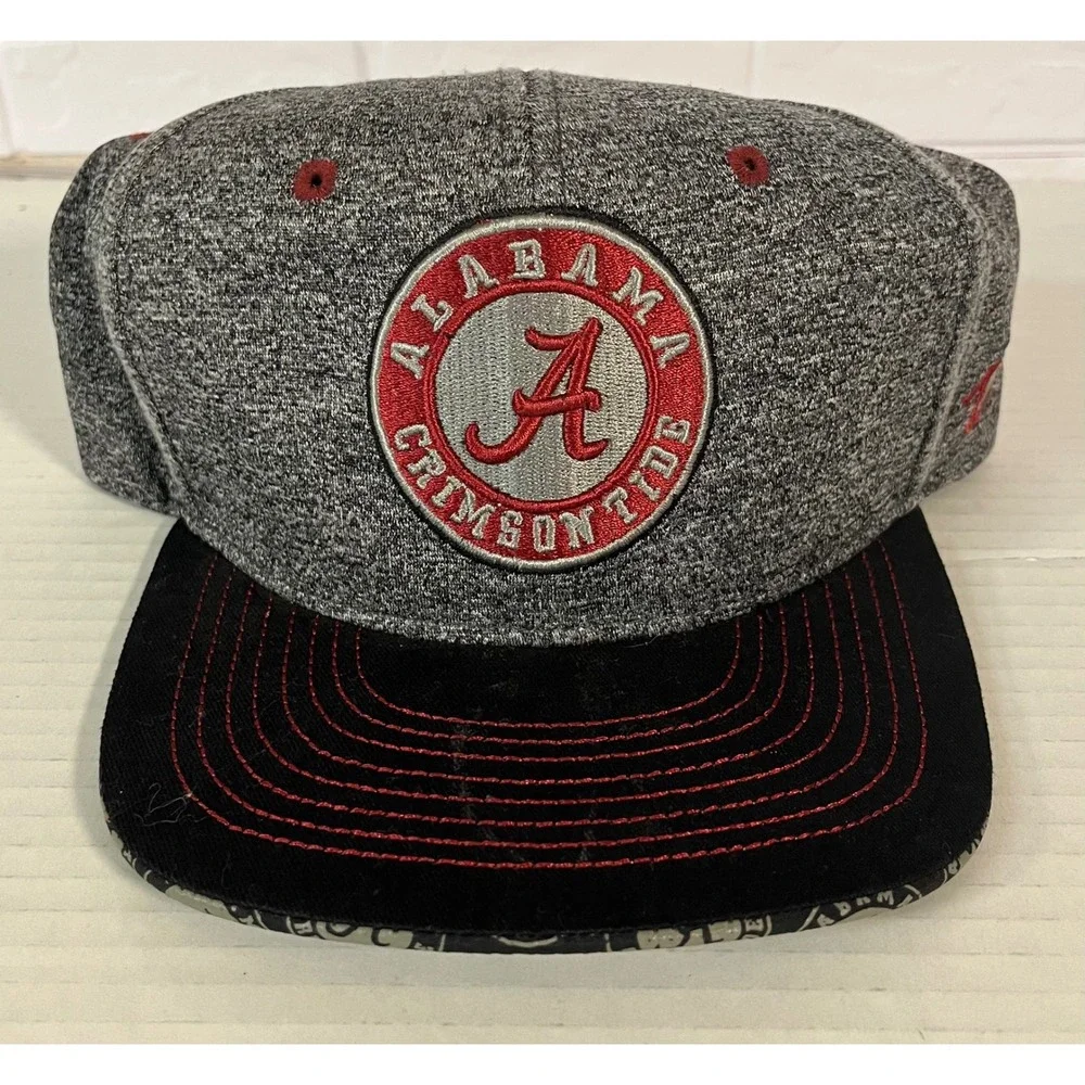 Zephyr Alabama Crimson Tide‎ Hat Mens OSFM Gray Snapback NCAA Flat Bill Cap